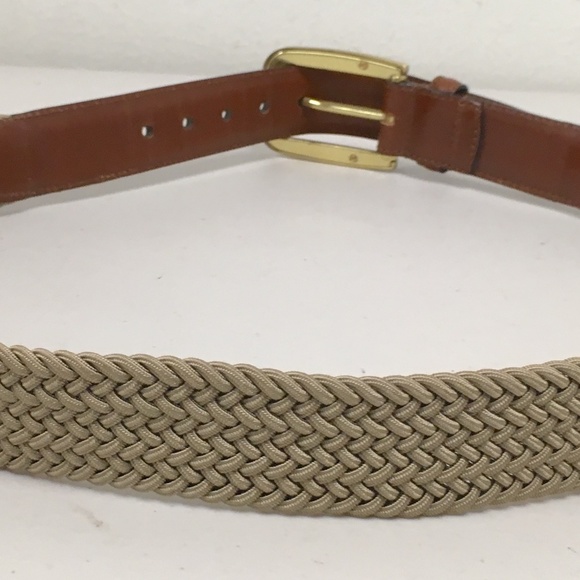 Bally Italy Brown Leather woven stretch belt 34 - Picture 5 of 7